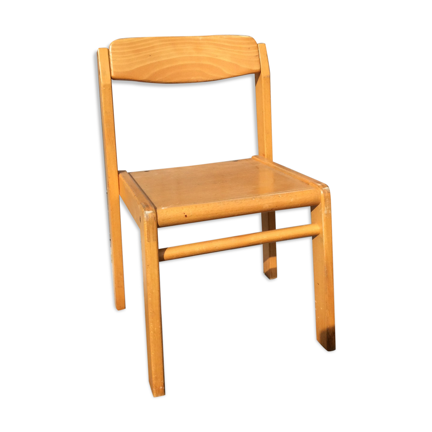 Kindergarten chair vintage metal wood, 70s