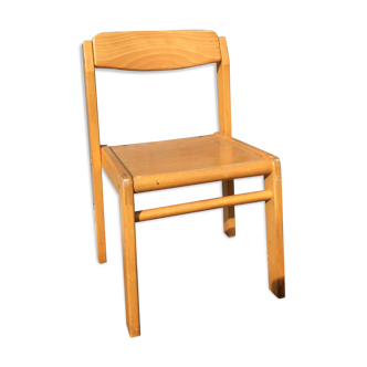 Kindergarten chair vintage metal wood, 70s