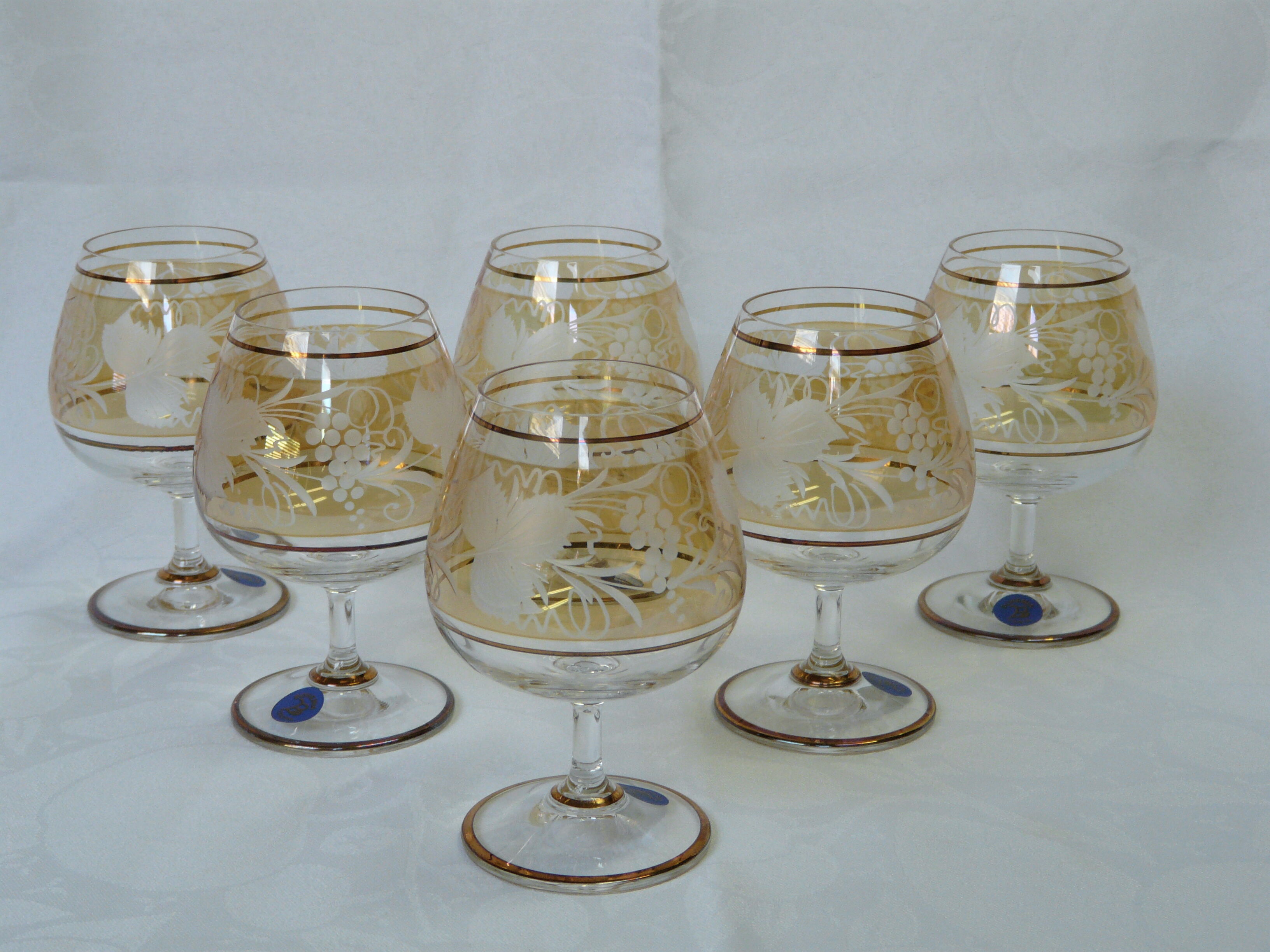 Box of 6 cognac glasses bohemian crystal