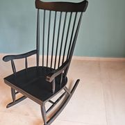 Rocking Chair Black Wood Vintage 1960 — Scandinavian Style