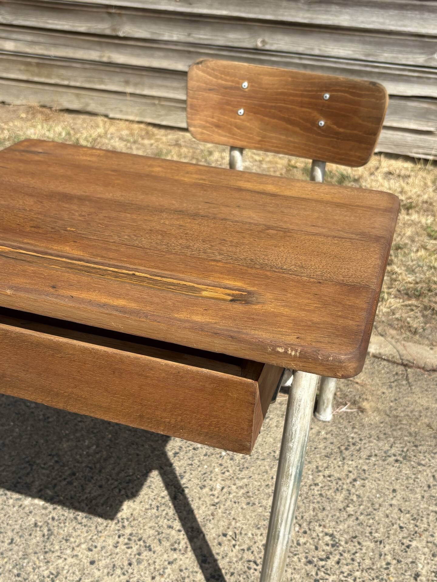Renovated antique desk with inkwell