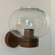Pair of vintage wall lights, copper and bubbled glass, BEGA Germany 1970