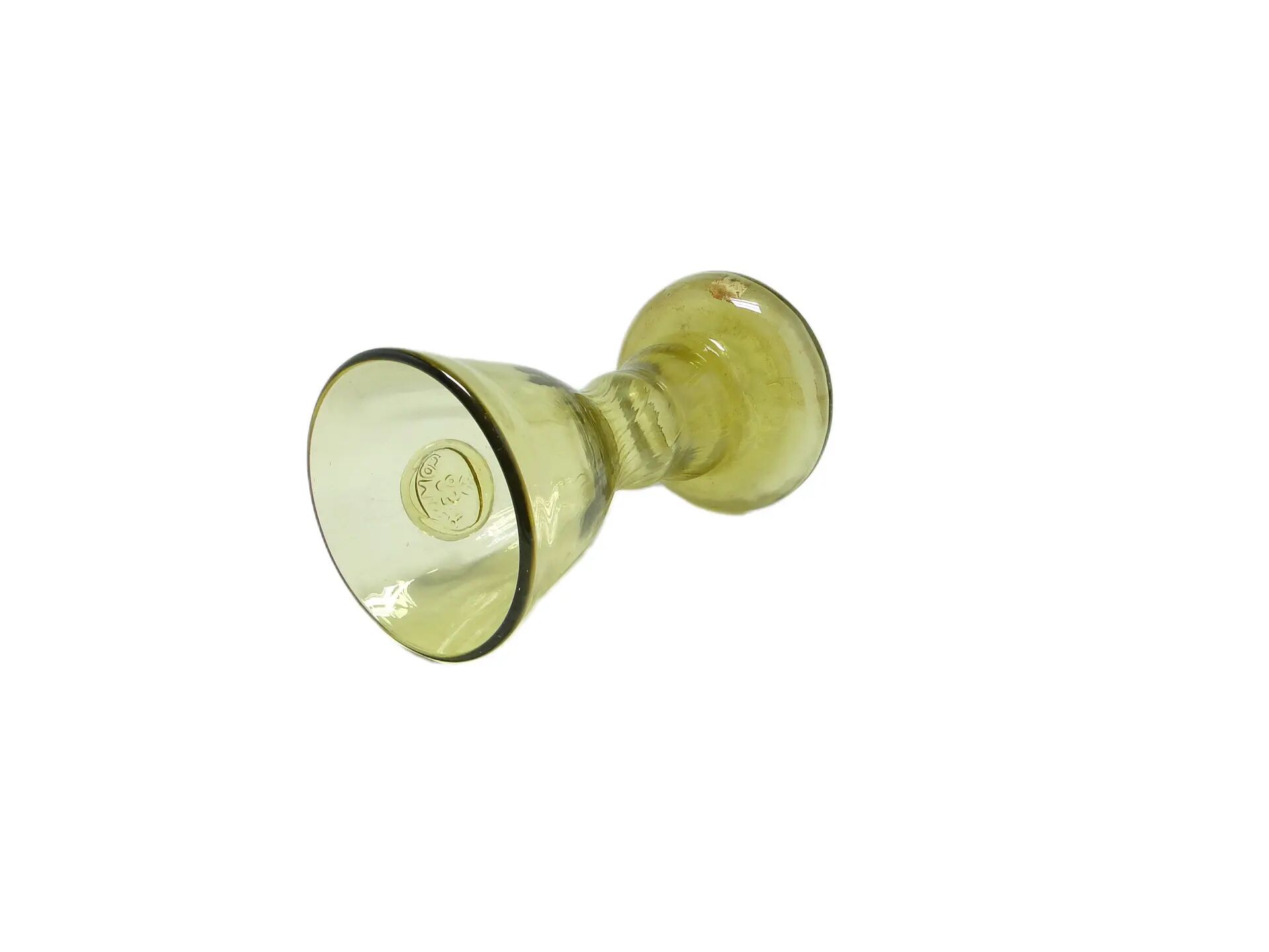 Mid-century modern vase, olive glass, Poland, 1970s.