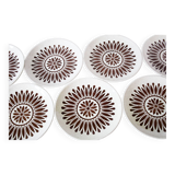 7 vintage ceramic plates, Biltons Staffordshire Ironstone 1970 England