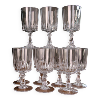 10 verres à vin, modèle "Louvre" Cristal d'Arques