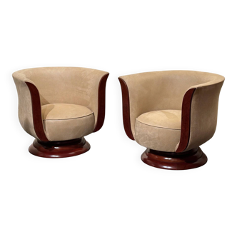 Pair of Art Deco tulip lounge chairs – Hôtel Le Malandre
