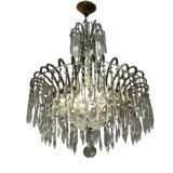 Crystal Beaded White Chandelier 1960’s