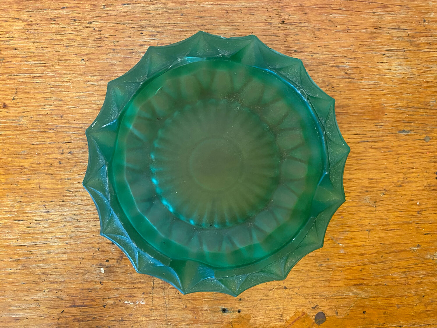 Antique LUMINARC Ashtray Vintage Green Molded Glass