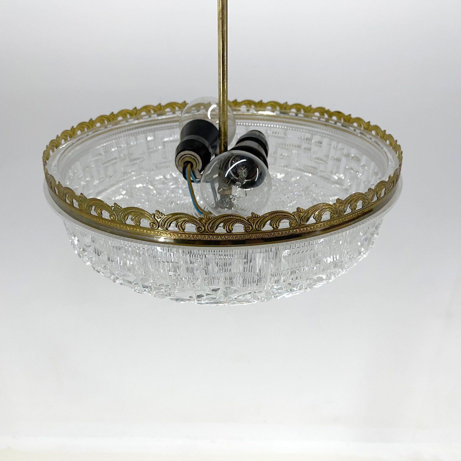 1960's Pressed Glass Pendant with Decorativ Rim, Czechoslovakia