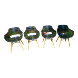 Lot of Opal Wox grey smoke chairs with beech legs.