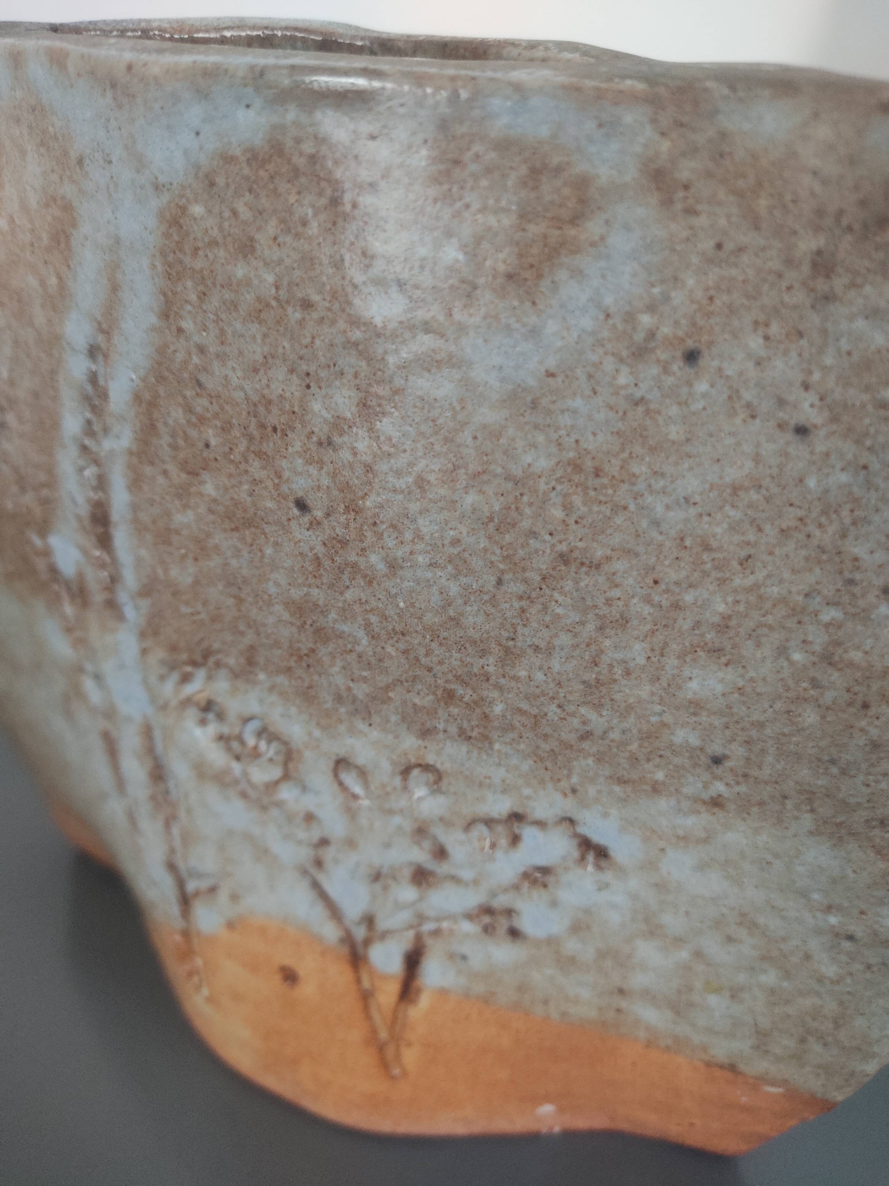 Glazed stoneware vase signed Annette Roux