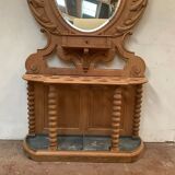 Coat rack and umbrella in carved oak XX century