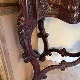 Console in carved solid oak and marble top