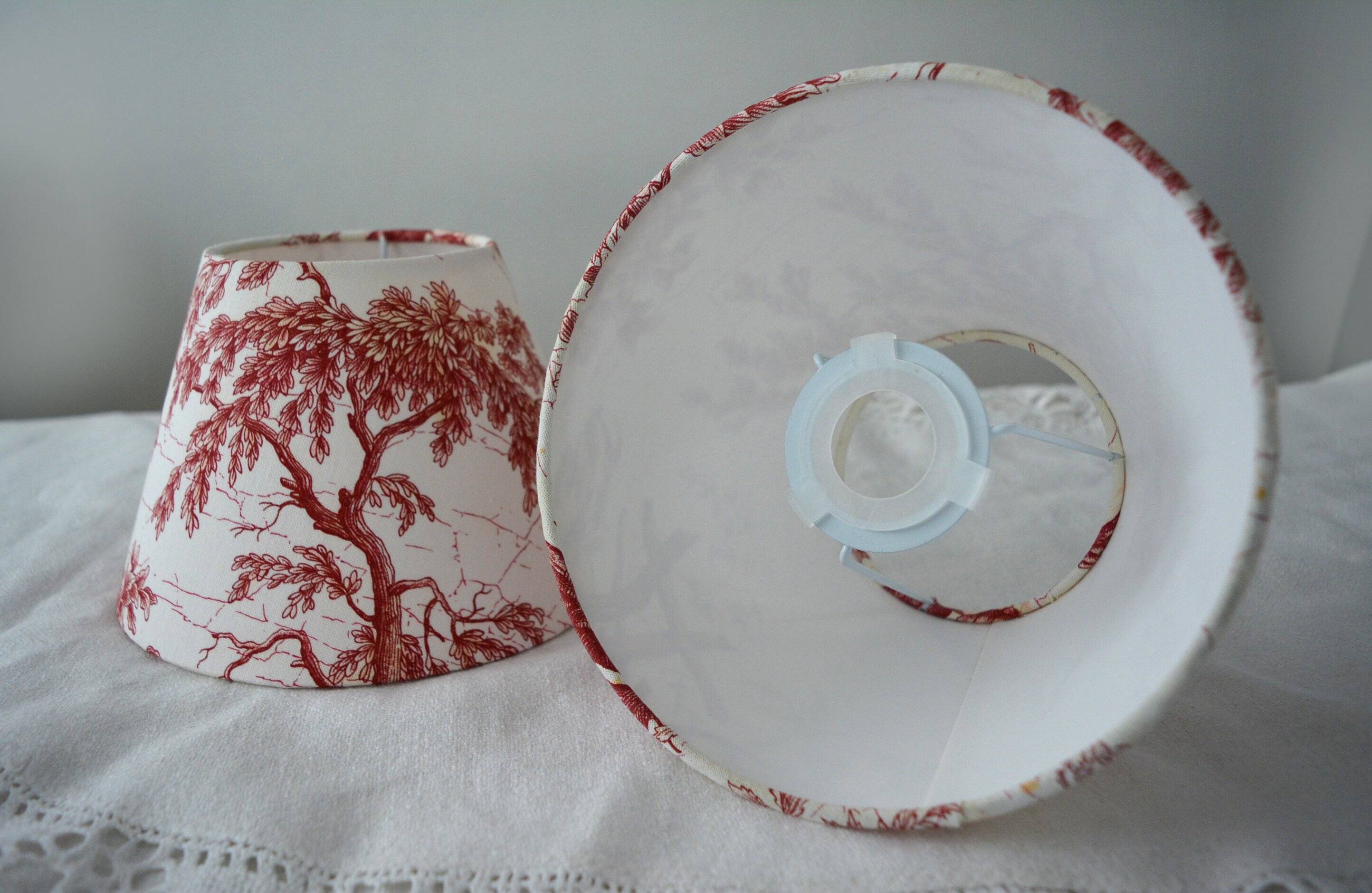 Pair of jouy bordo canvas lampshades