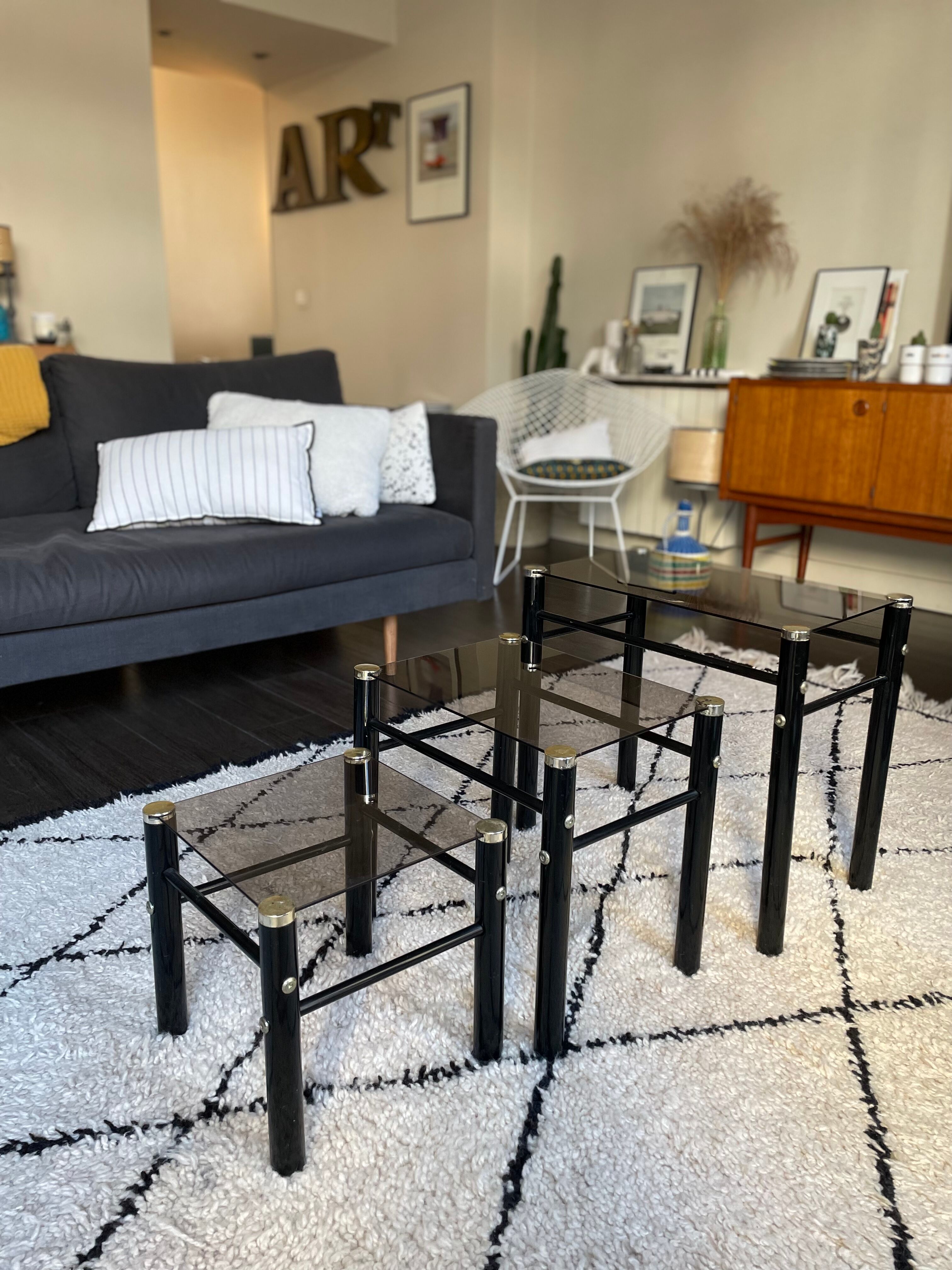 Nesting tables by Yves Boutboul, designer from the 70s