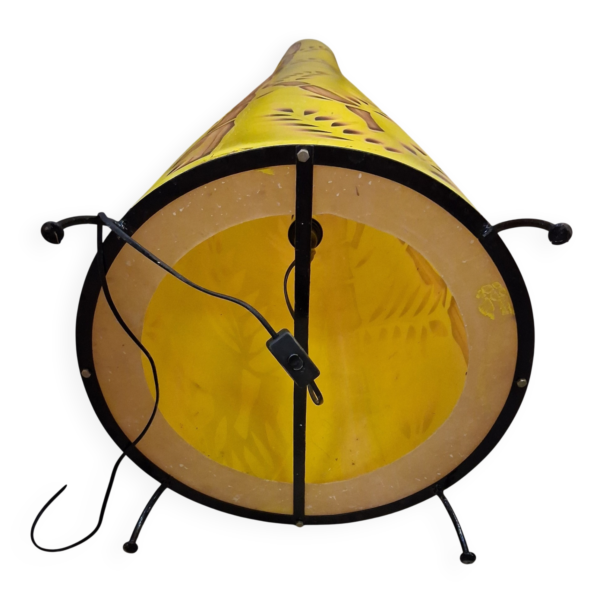 Very large sculptural vintage floor lamp in exotic tropical style.