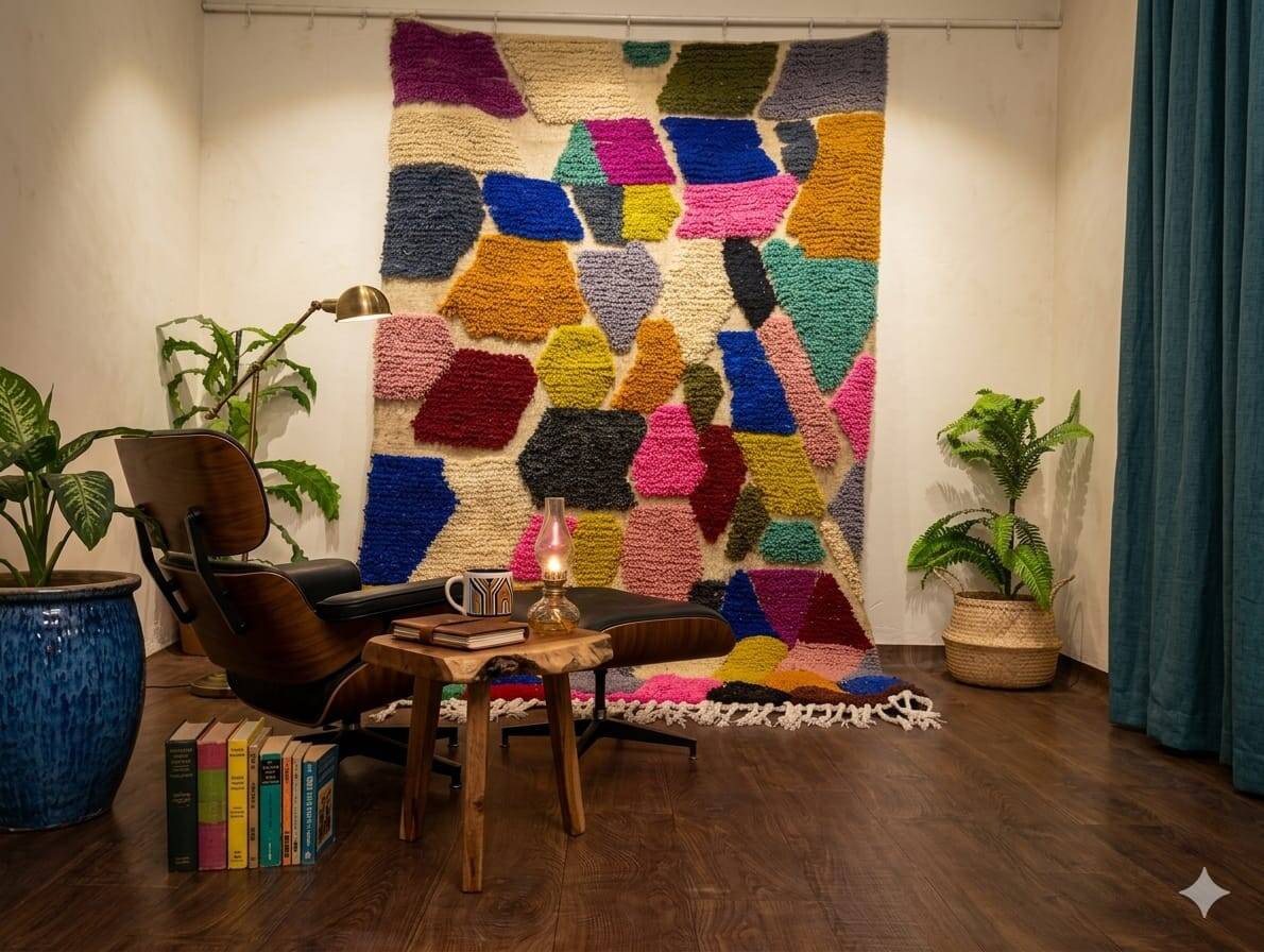 Beni Ouarain rug artisanal – unique contemporary Berber piece