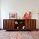 Large rosewood sideboard, 2 doors and central niche.