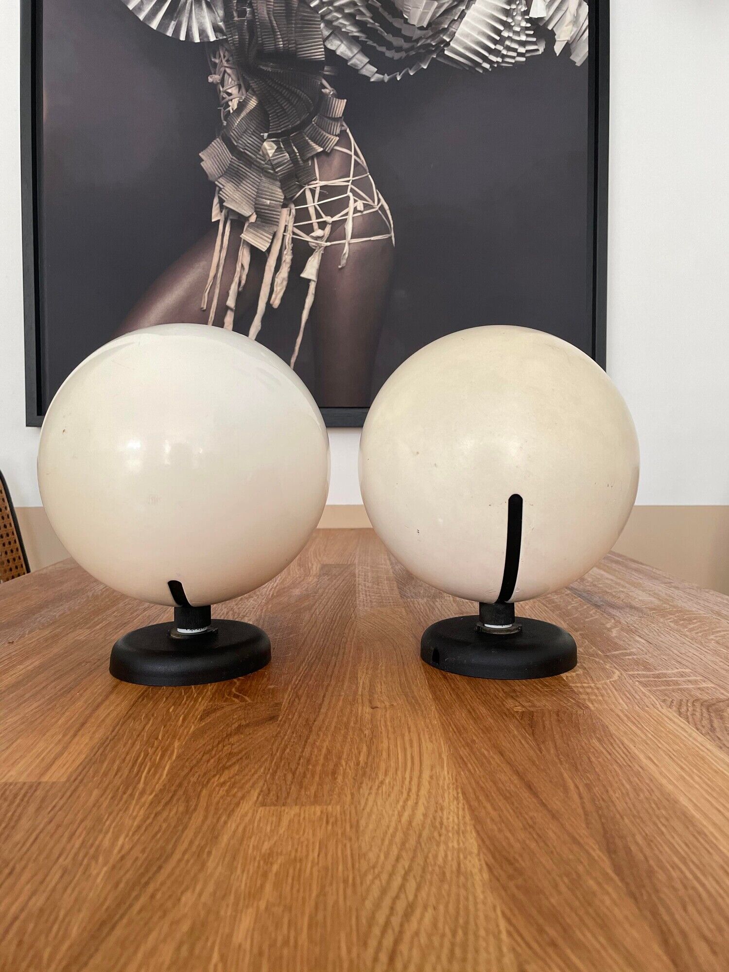 Pair of adjustable vintage wall lamps, white lacquered metal, LITA 1970