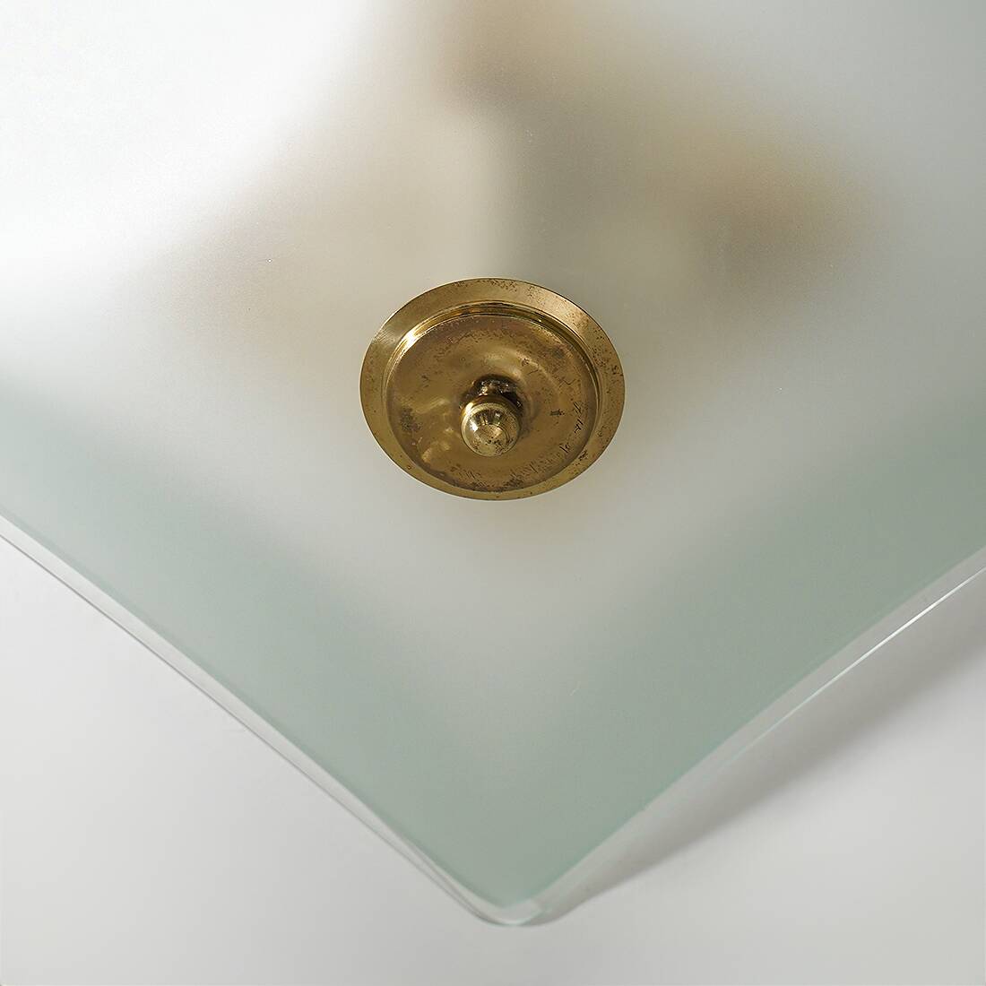 Ceiling lamp in satin glass and brass, 1970s