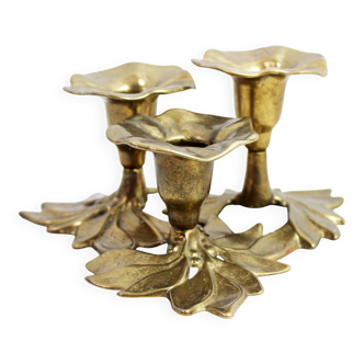 Brass flower candle holder