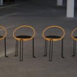 Set of 4 sculptural dining chairs "Oblado" by Børge Lindau, modern Scandinavian, 1980.