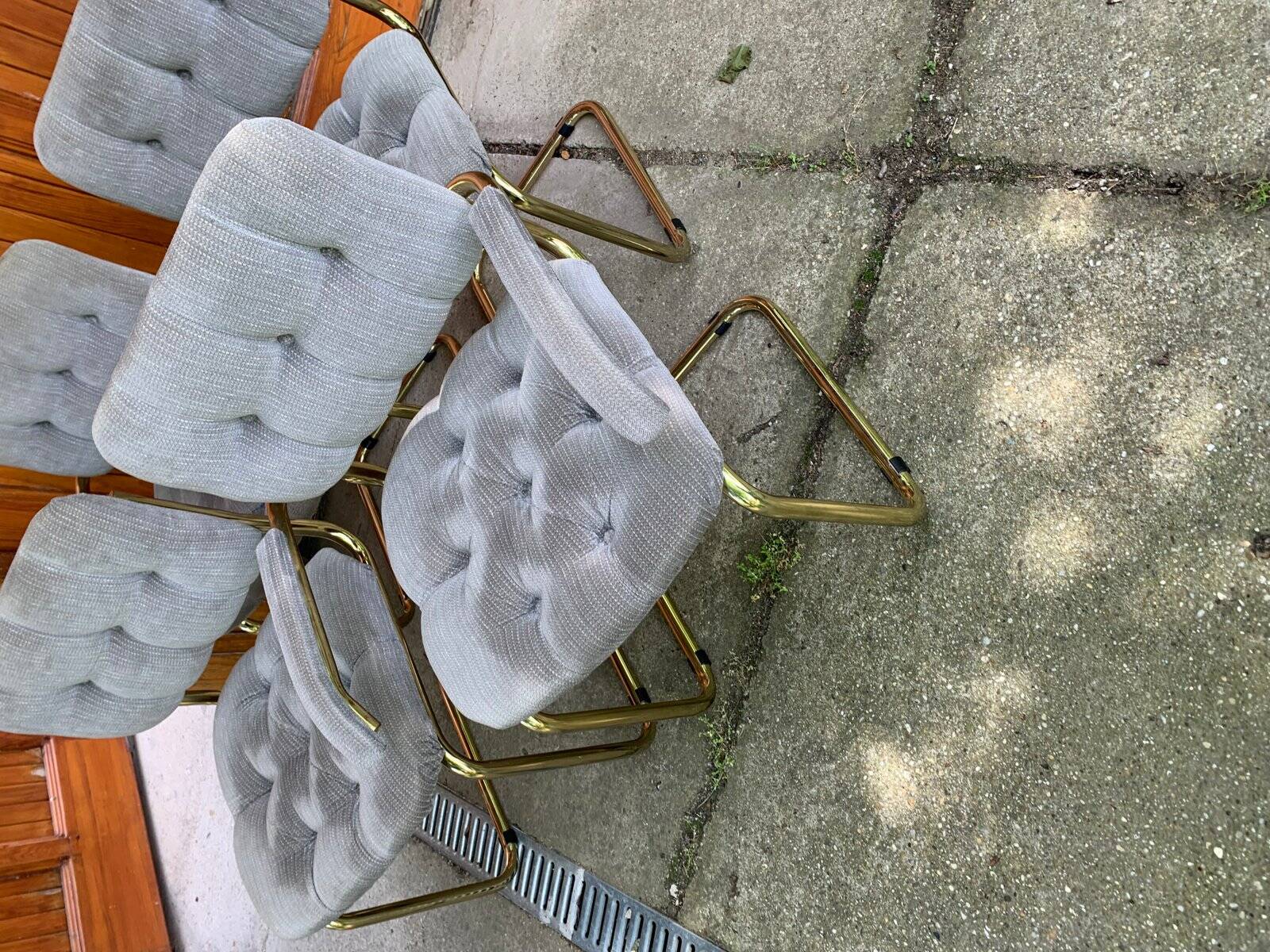 Vintage Italian dining chairs in brass, 1970s, set of 4