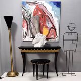 Lampadaire en laiton et aluminium verni noir, Italie