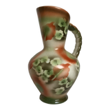 Old vase jug shape green and orange flowers