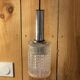 70s chrome pendant light with molded glass globe