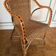 Vintage rattan armchair from the 60s-70s – Orange and black graphic trim - Sty