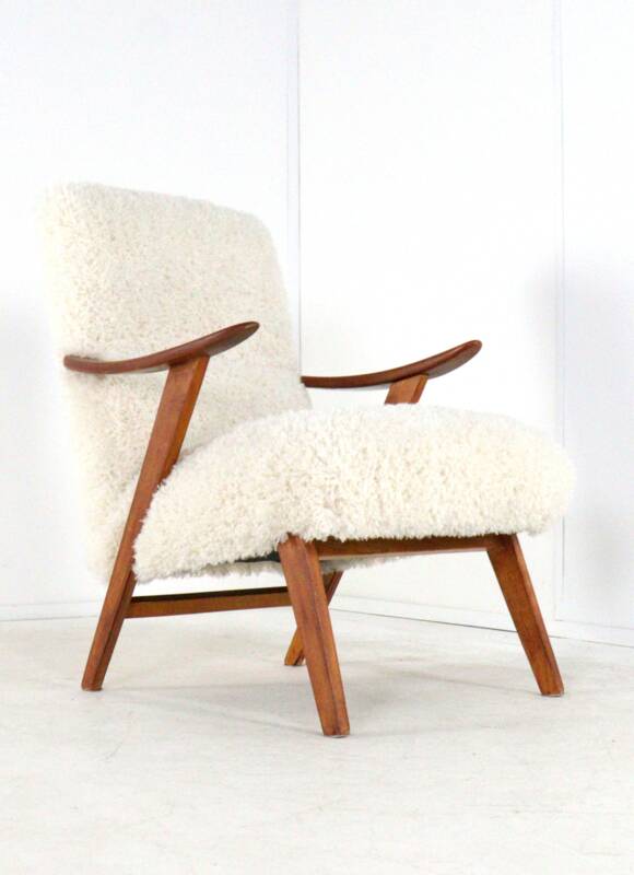 Armchair cream white doodle 'Almere' - unique upholstery - vintage design