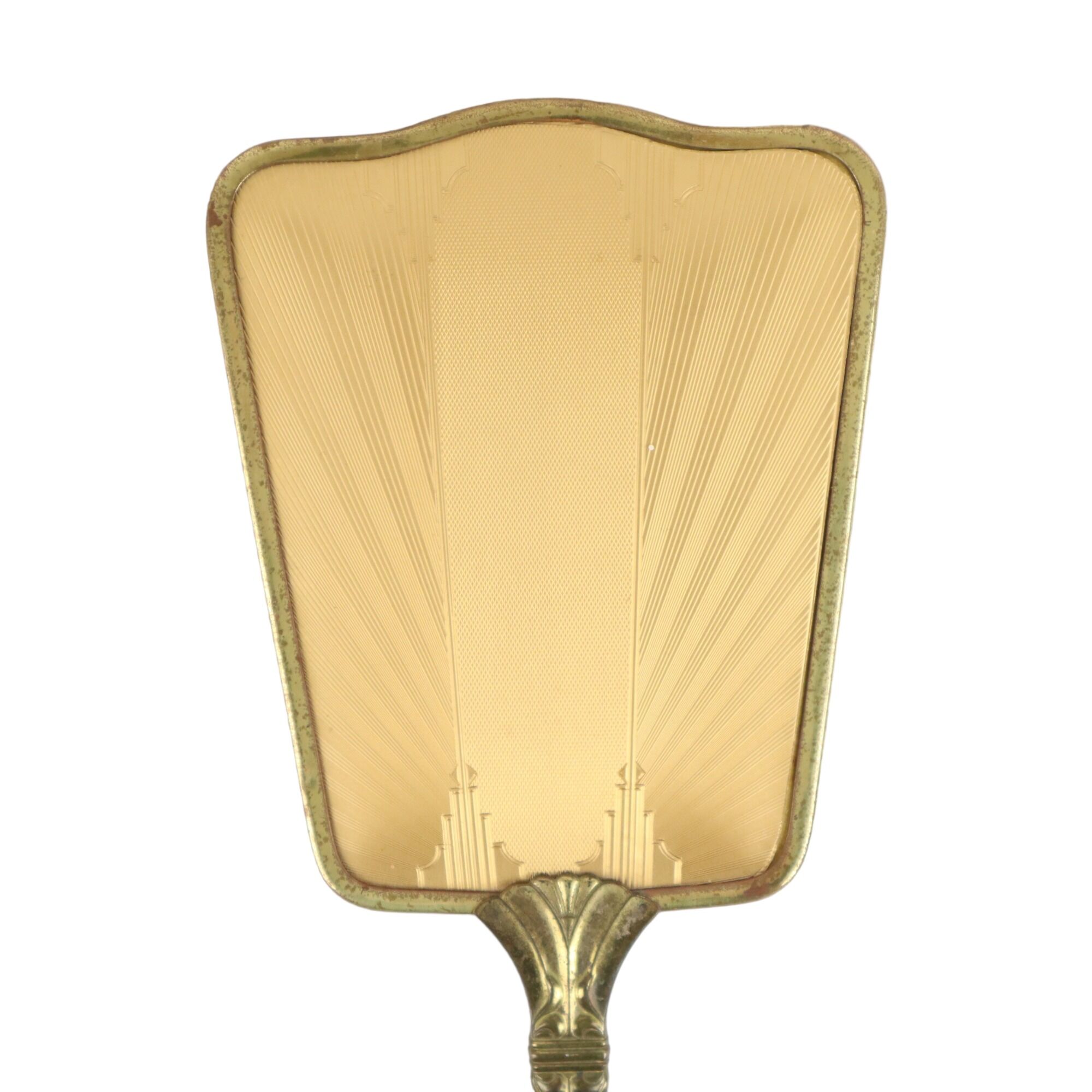 French art deco hand mirror makeup mirror brass facet 31cm