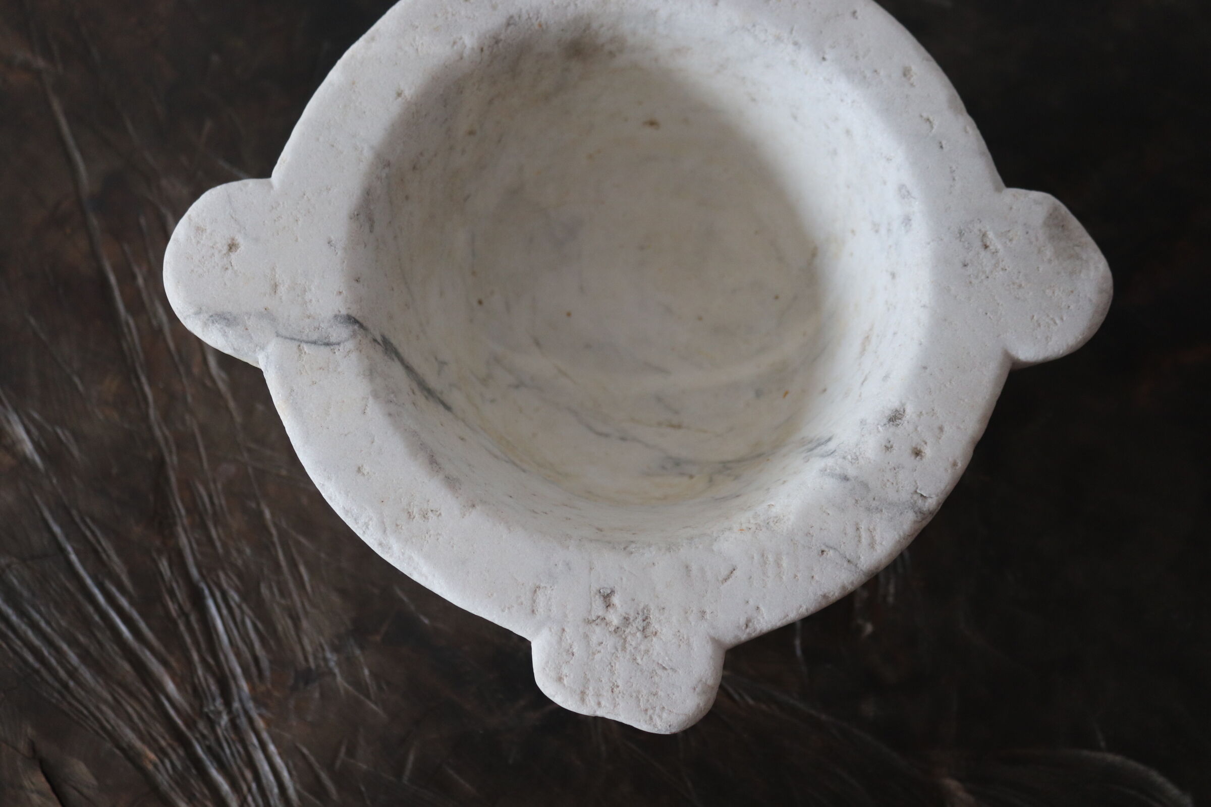 Antique white marble mortar