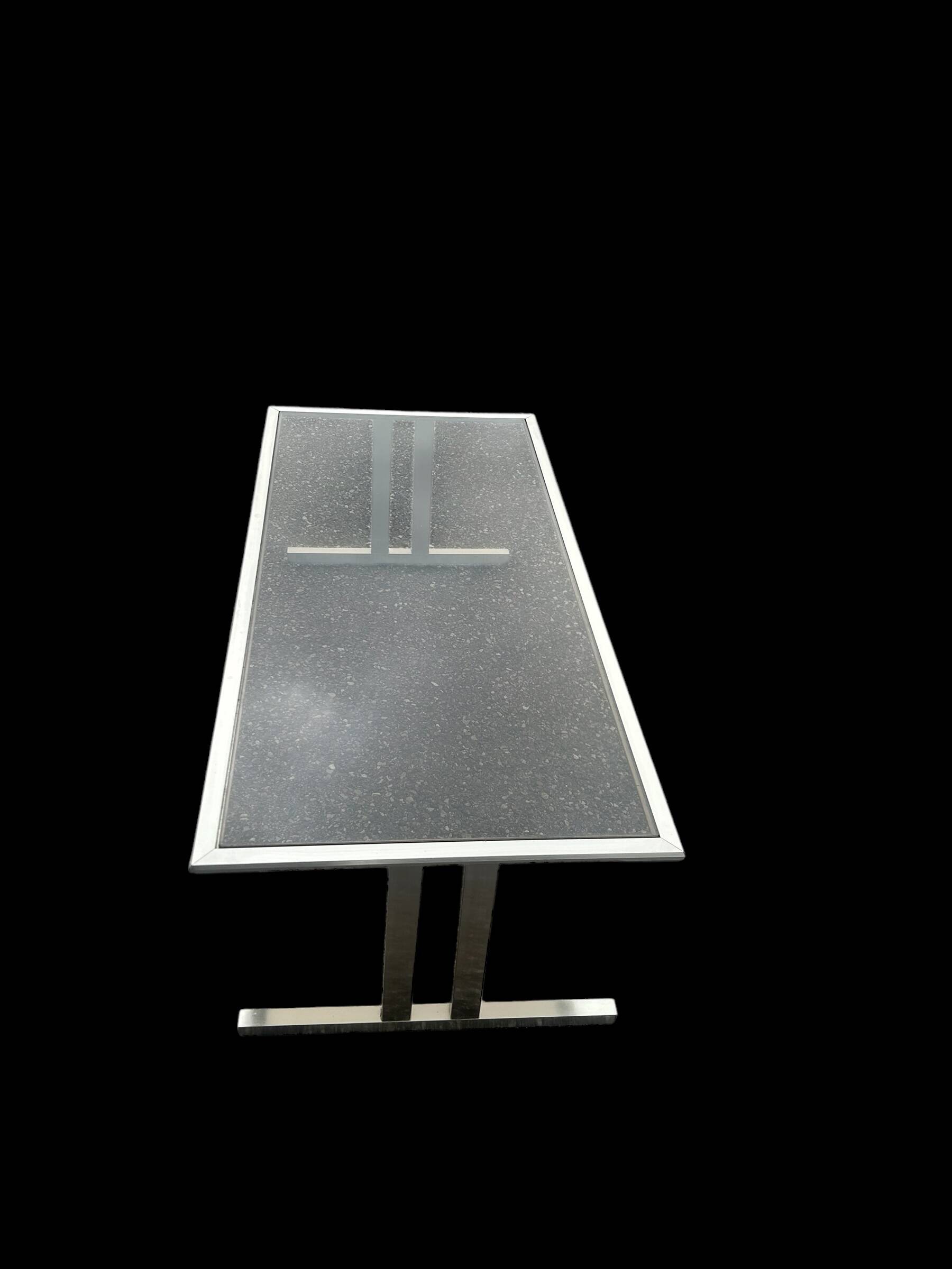 1970 brushed steel coffee table