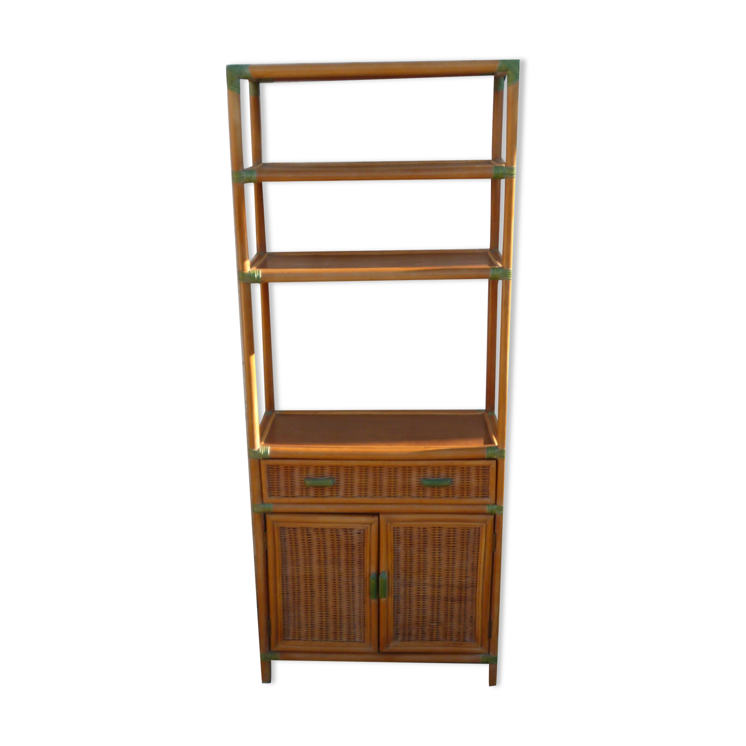Vintage rattan bamboo shelf