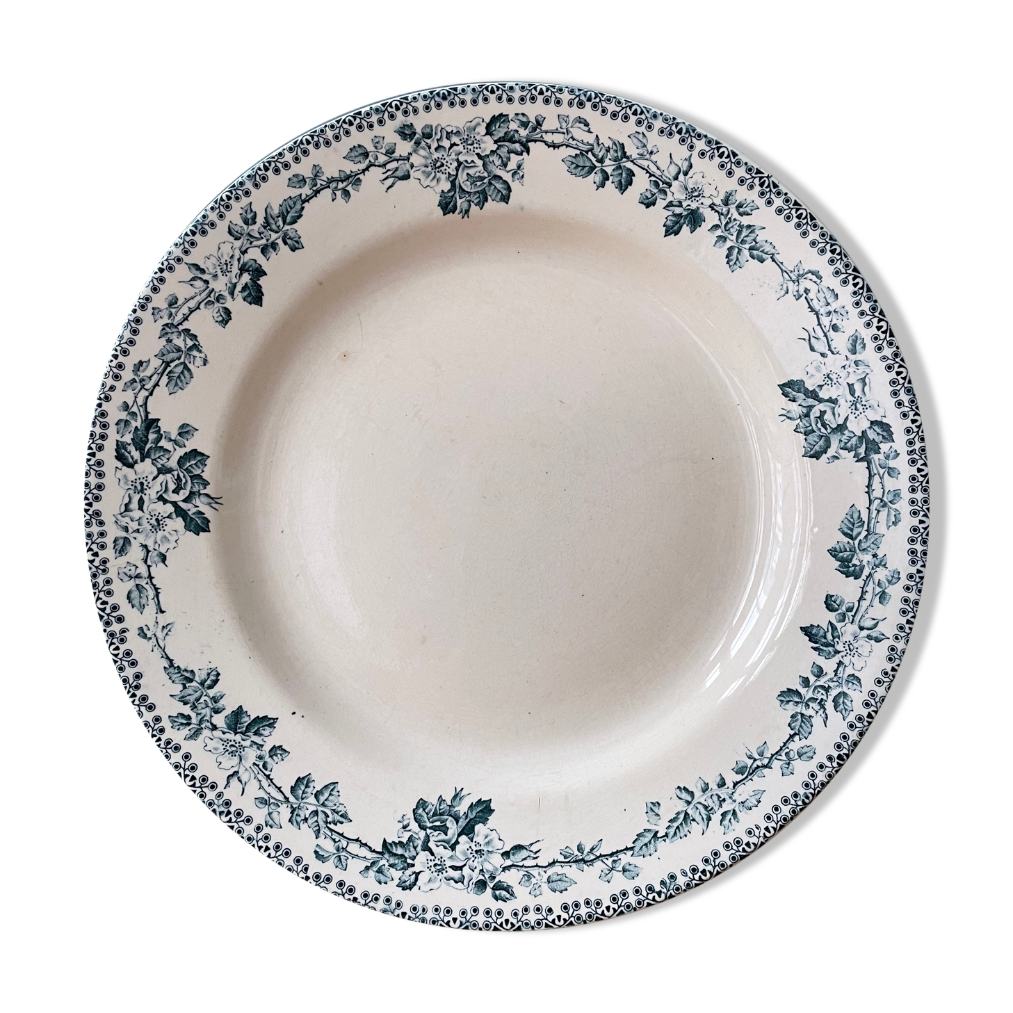 Old round dish Terre de Fer Debray, Guadeloupe service