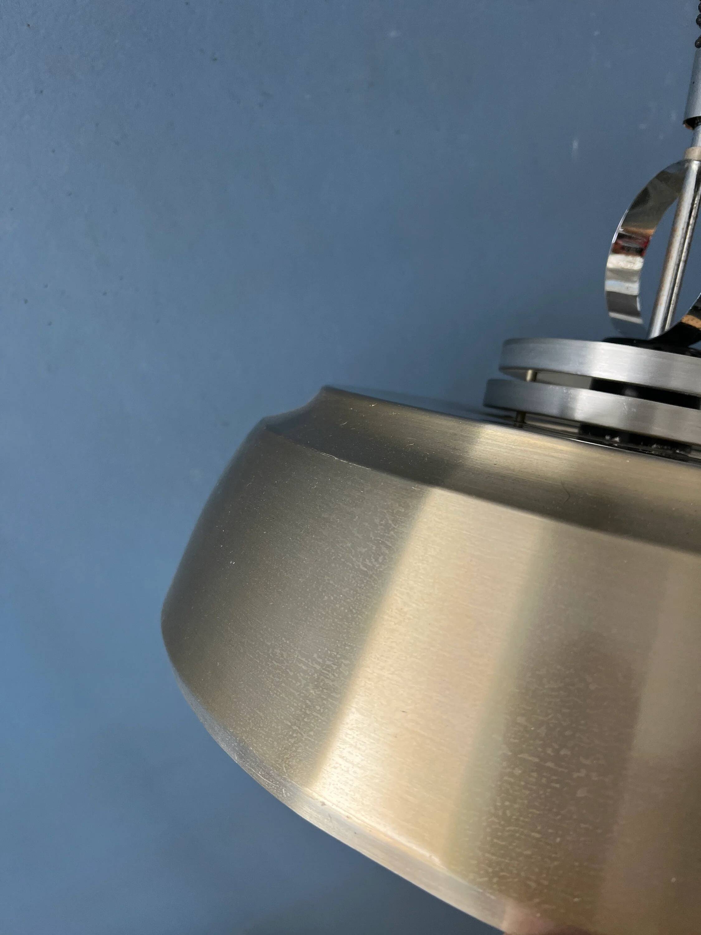 Mid-Century aluminium pendant with orange lacquer