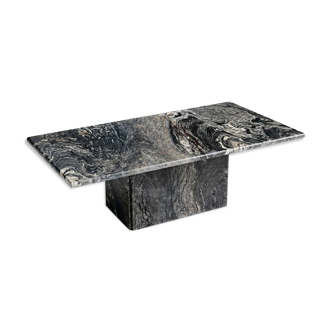 Sculptural coffee table in black and grey marble, postmodern design, years.