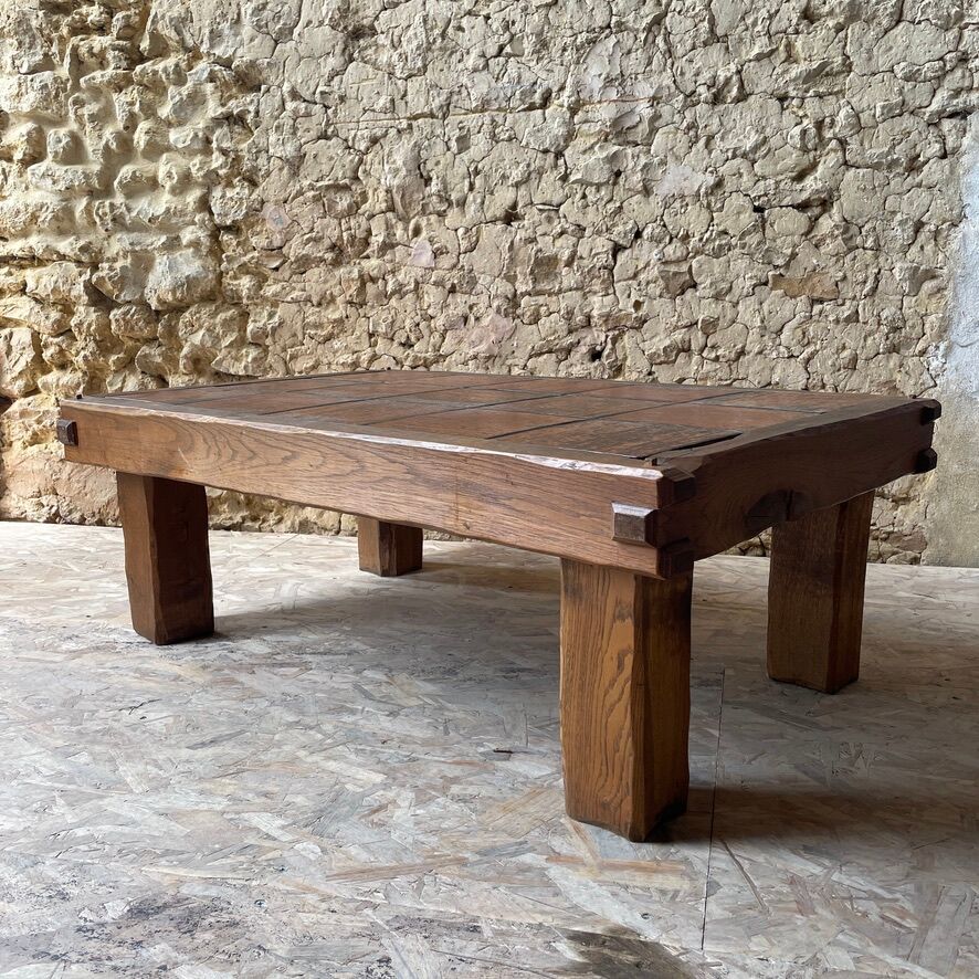 Brutalist solid oak coffee table