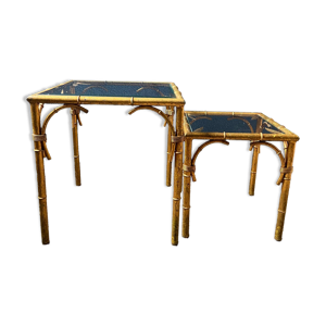 Paire de tables gigognes - faux bambou