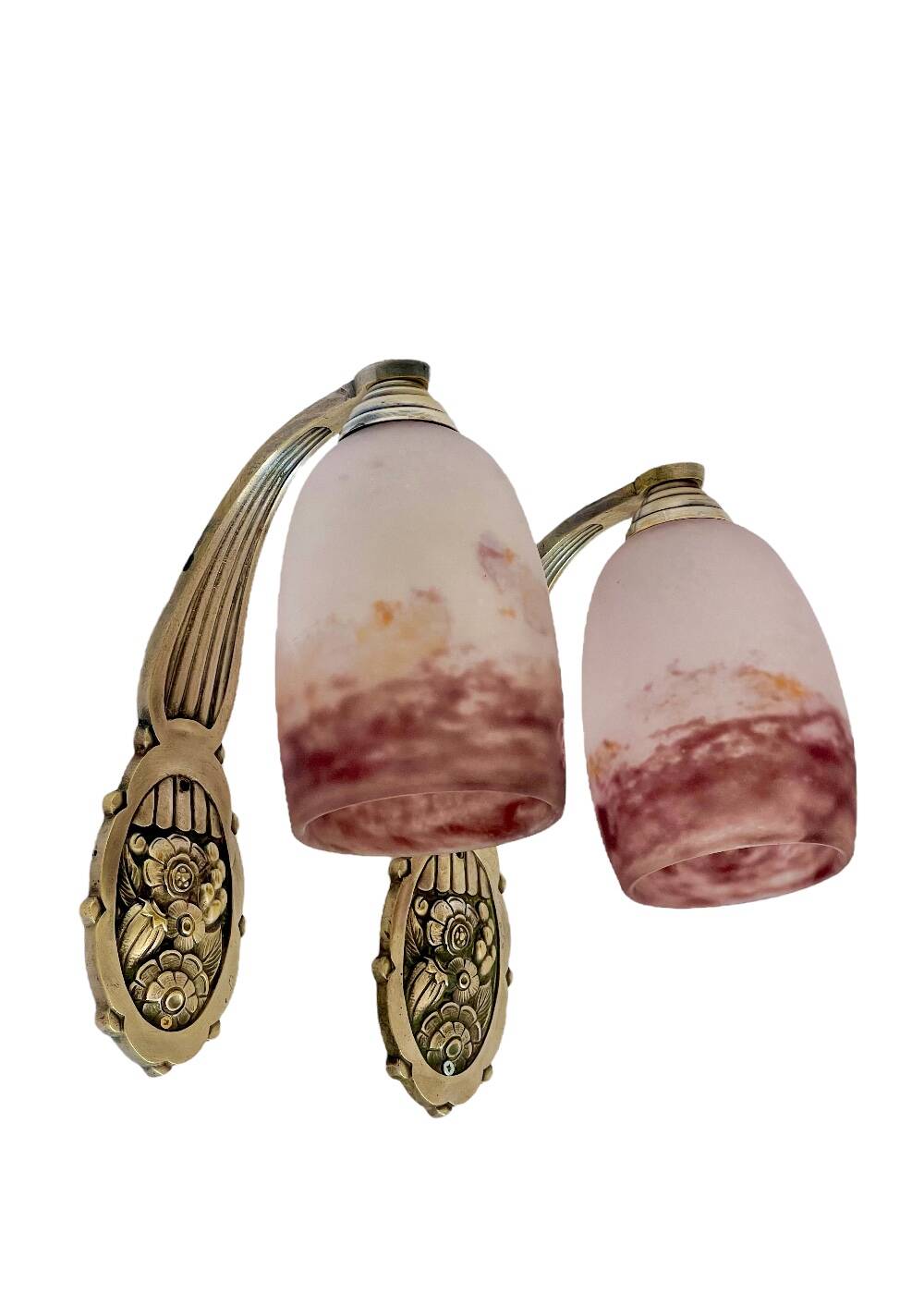 Pair of wall lights by Degué in marbled glass