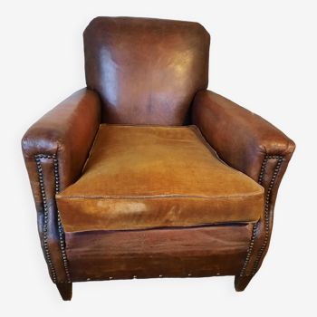 Ancien fauteuil club cuir clouté  1930-1930