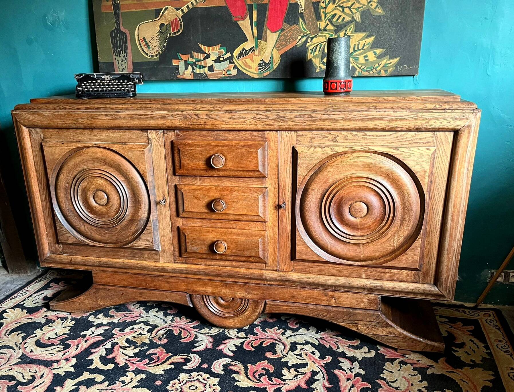 Sideboard, Charles Dudouyt, circa 1940, Art Deco, Brutalism, Modernism