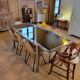 Vintage chrome and glass dining table, Roche Bobois