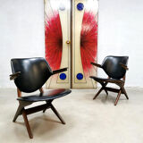 Set of 2 vintage Webe scissor Pelican armchairs by Louis van Teeffelen