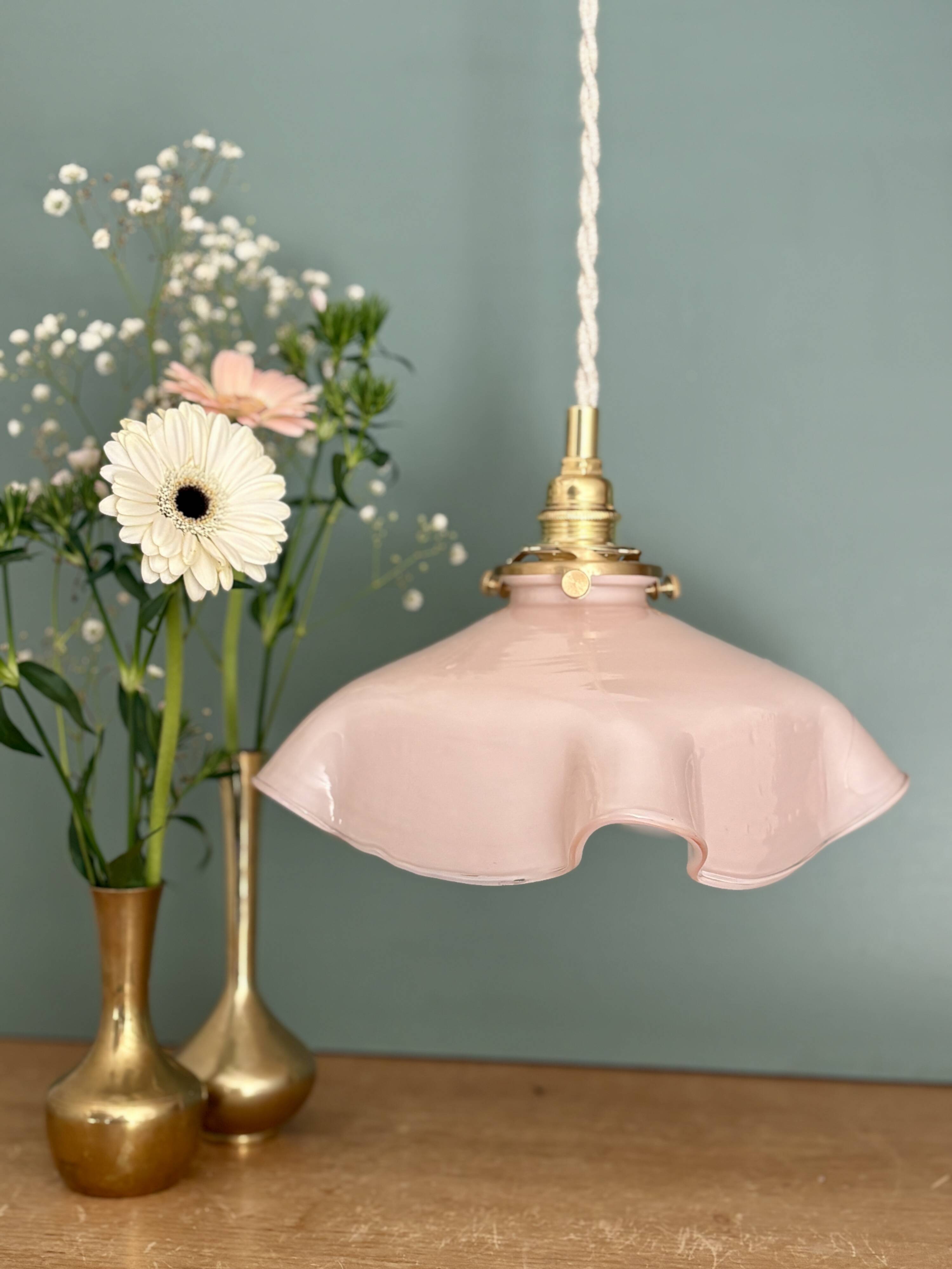 Vintage pink opaline pendant light