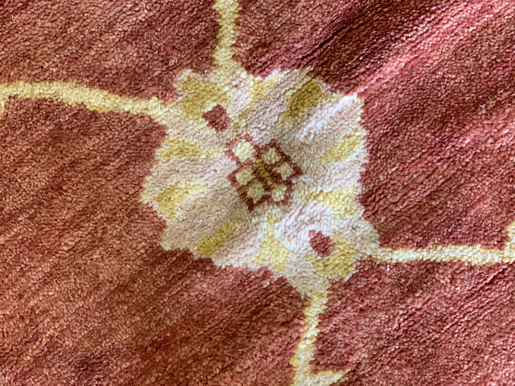 Indian Ziegler Rug, Large Rust Wool Handknotted Carpet, Livingroom Rug