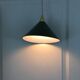 Conical suspension in green & white enamelled sheet metal