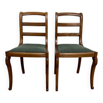 Pair of empire style slatted chairs in walnut